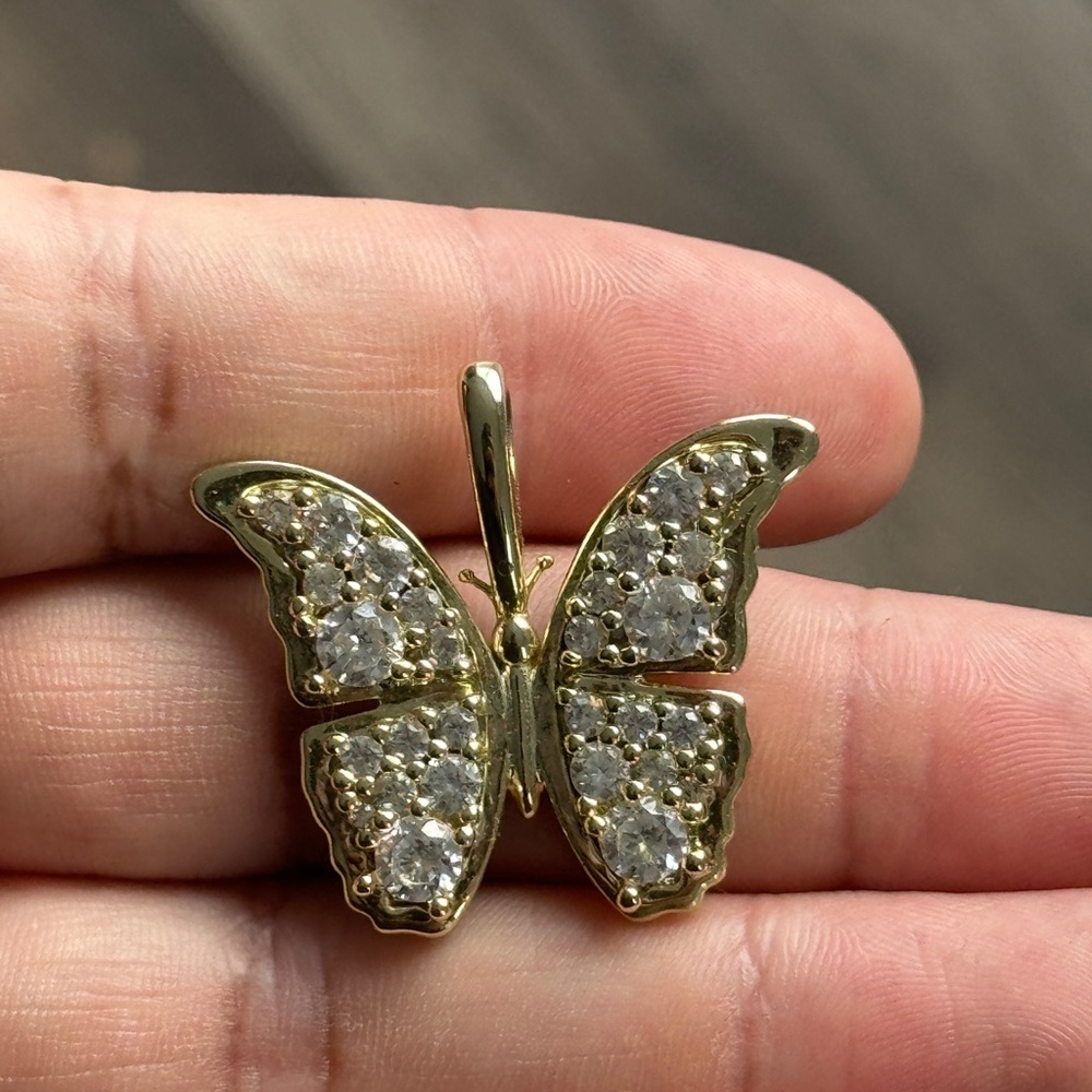 Gold and Silver Butterfly Necklace with Gemstones